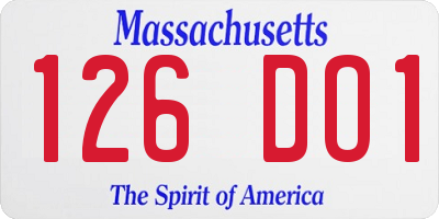 MA license plate 126DO1