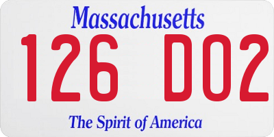MA license plate 126DO2