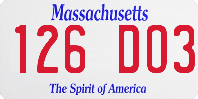 MA license plate 126DO3