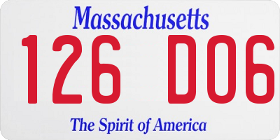 MA license plate 126DO6