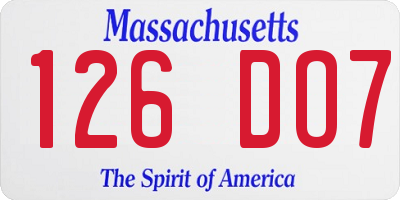 MA license plate 126DO7