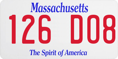 MA license plate 126DO8