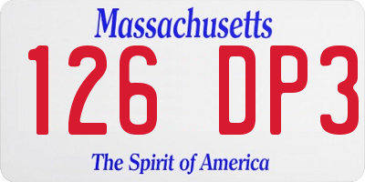 MA license plate 126DP3