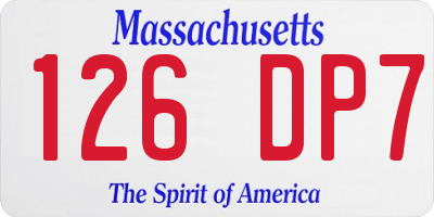 MA license plate 126DP7