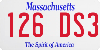 MA license plate 126DS3