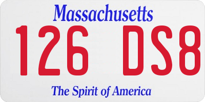 MA license plate 126DS8