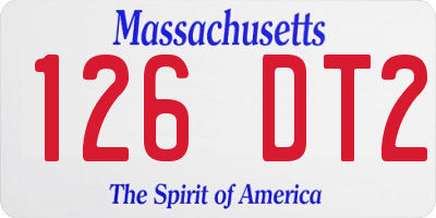 MA license plate 126DT2