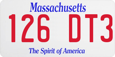 MA license plate 126DT3