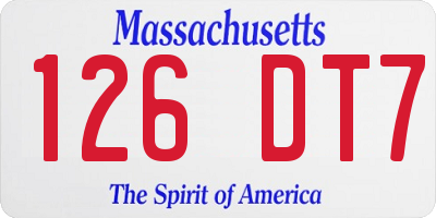 MA license plate 126DT7