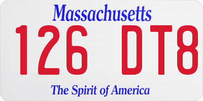 MA license plate 126DT8