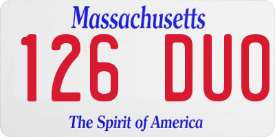 MA license plate 126DU0