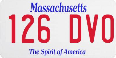 MA license plate 126DV0