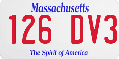 MA license plate 126DV3