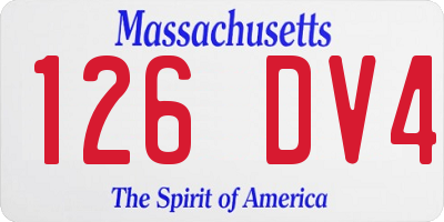 MA license plate 126DV4
