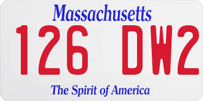 MA license plate 126DW2