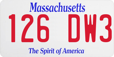 MA license plate 126DW3