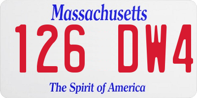 MA license plate 126DW4