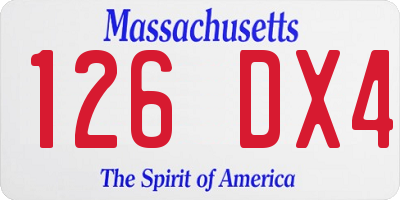 MA license plate 126DX4