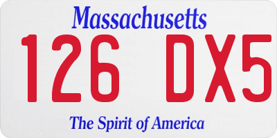 MA license plate 126DX5