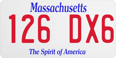 MA license plate 126DX6