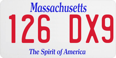 MA license plate 126DX9