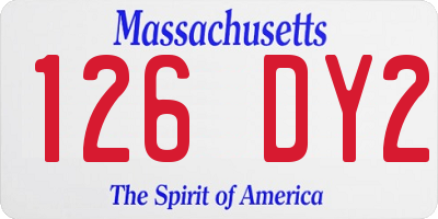 MA license plate 126DY2
