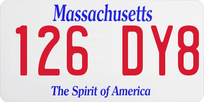 MA license plate 126DY8