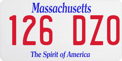 MA license plate 126DZ0
