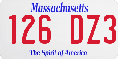 MA license plate 126DZ3