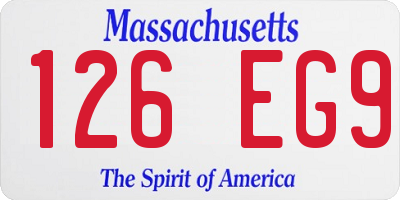 MA license plate 126EG9