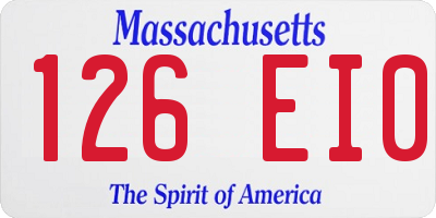 MA license plate 126EI0