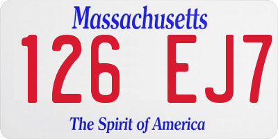 MA license plate 126EJ7