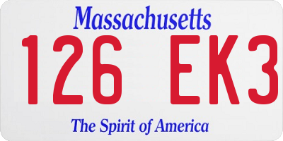 MA license plate 126EK3