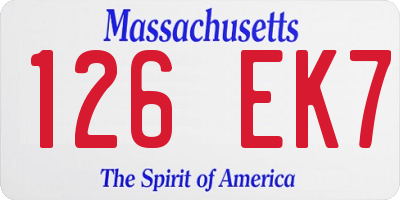 MA license plate 126EK7