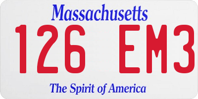 MA license plate 126EM3