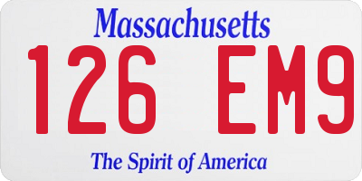 MA license plate 126EM9