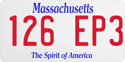 MA license plate 126EP3
