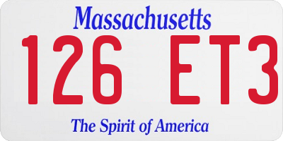 MA license plate 126ET3