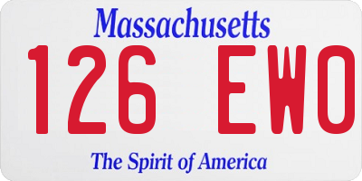MA license plate 126EW0