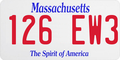 MA license plate 126EW3