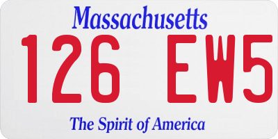 MA license plate 126EW5