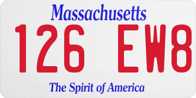 MA license plate 126EW8