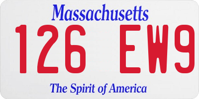 MA license plate 126EW9