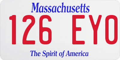 MA license plate 126EY0