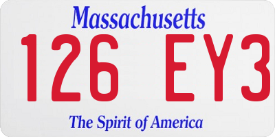 MA license plate 126EY3
