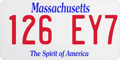 MA license plate 126EY7