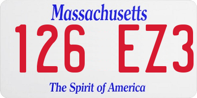 MA license plate 126EZ3