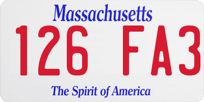 MA license plate 126FA3