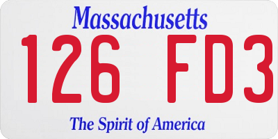MA license plate 126FD3
