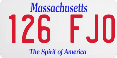 MA license plate 126FJ0